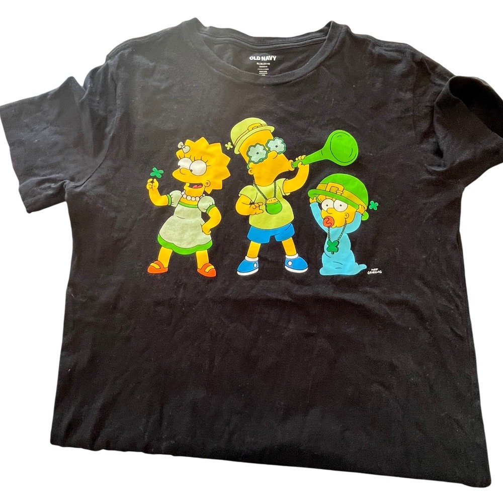 Kids Old Navy The Simpsons St. Patrick's‎ Day Black Graphic Tee XL